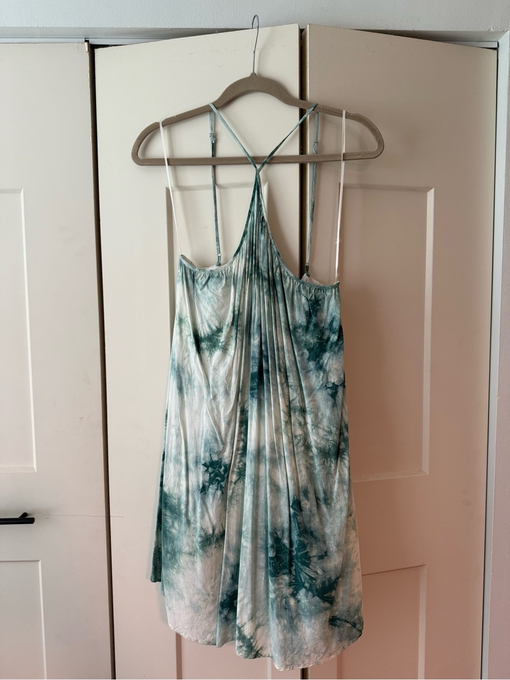 Green Tie-Dye Women's Dress with Racerback